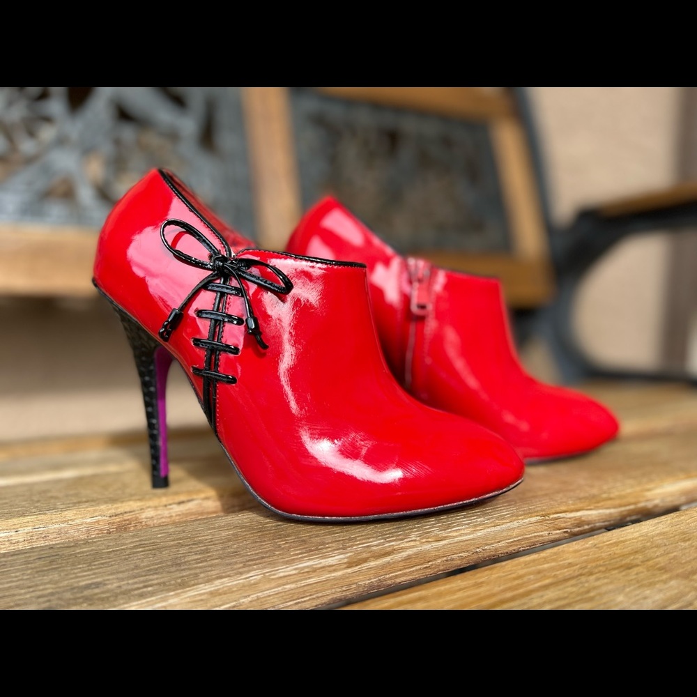 Red & Black Betsey Johnson Boot Heels